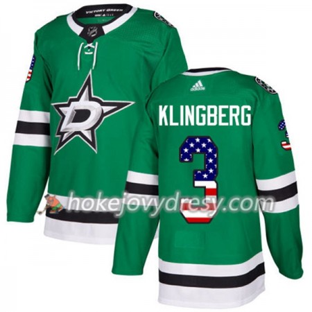 Pánské Hokejový Dres Dallas Stars John Klingberg 3 2017-2018 USA Flag Fashion Zelená Adidas Authentic